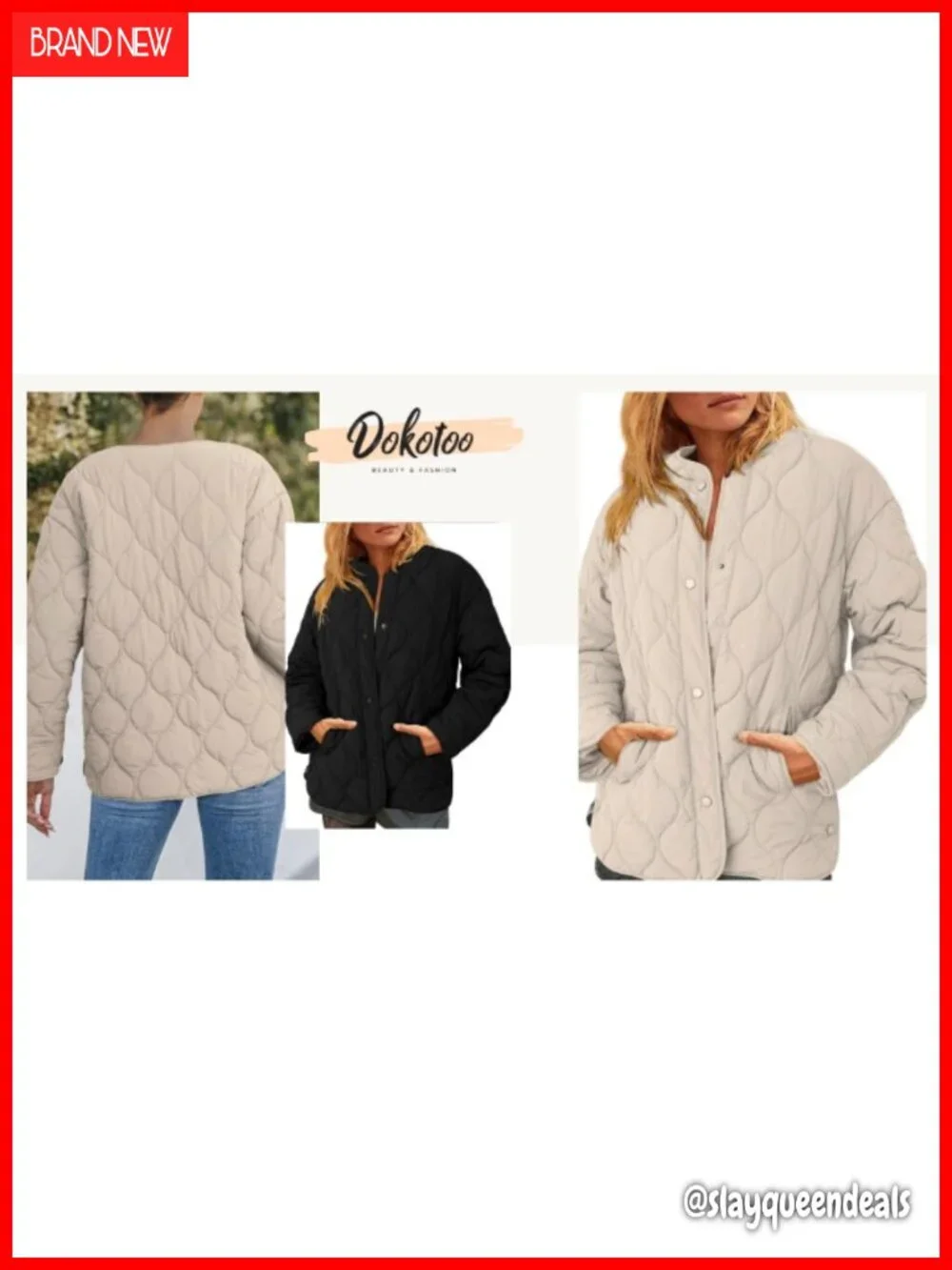 Womens Quilted Lightweight Puffer Jacket Button Down Padded Outwear With Pockets